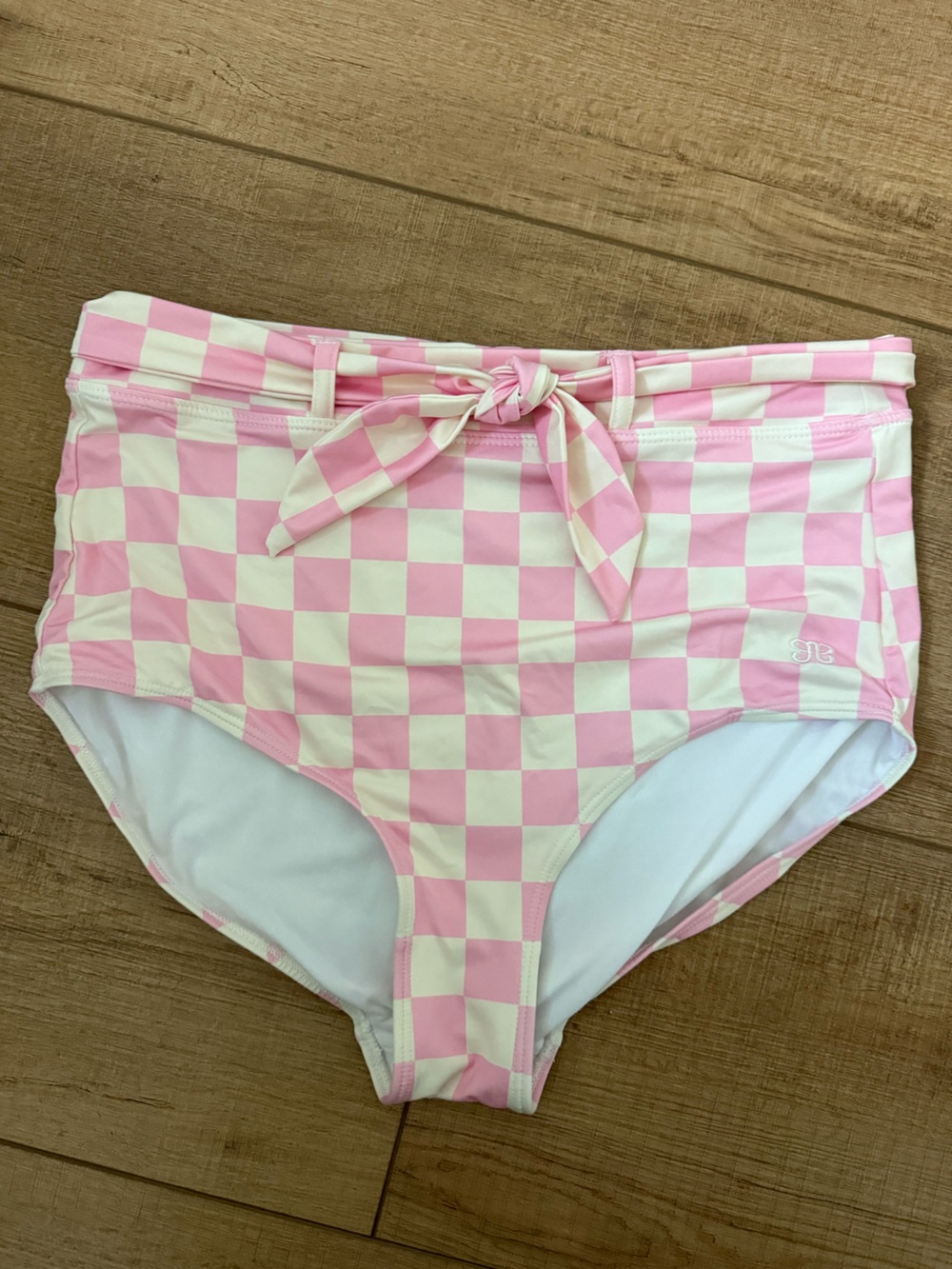 Albion Pink and White Checkerboard Bikini Bottom